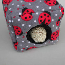Load image into Gallery viewer, Ladybird fleece cosy cube house. Hedgehog and guinea pig cube house.