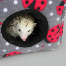 Load image into Gallery viewer, Ladybird fleece cosy cube house. Hedgehog and guinea pig cube house.