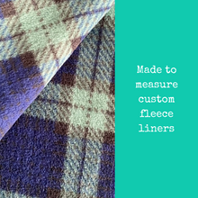 Load image into Gallery viewer, Custom size tartan fleece cage liners made to measure - Blue and green tartan