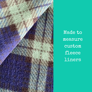 Custom size tartan fleece cage liners made to measure - Blue and green tartan