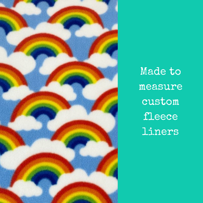 Custom size rainbow clouds fleece cage liners made to measure