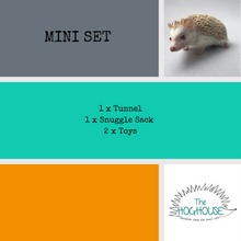 Load image into Gallery viewer, Guinea pigs mini set. LARGE size tunnel, snuggle sack and toys. Guinea pig fleece tunnel and sleeping pouch.