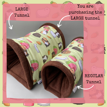 Load image into Gallery viewer, LARGE Guinea pigs stay open tunnel. Padded fleece tunnel. Tube. Padded tunnel for guinea pigs. Small pet cosy tunnel.