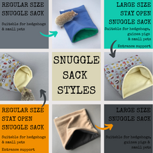 Load image into Gallery viewer, Dapper Mr Fox snuggle sack. Small animal sleeping bag. Fleece lined.