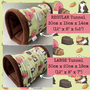 Guinea pigs stay open tunnel. Padded fleece tunnel. Padded tunnel for guinea pigs.