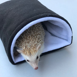 Fleece cosy snuggle cave. Padded stay open cave for hedgehogs. Fleece pet bed.