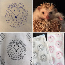Load image into Gallery viewer, The Hoghouse black and white hedgehog cosy snuggle cave. Padded stay open hedgehog bed.