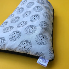 Load image into Gallery viewer, The Hoghouse black and white hedgehog cosy snuggle cave. Padded stay open hedgehog bed.