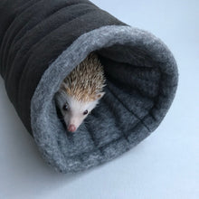 Load image into Gallery viewer, Regular stay open padded fleece tunnel. Padded tunnel for hedgehogs and guinea pigs.
