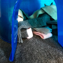 Load image into Gallery viewer, Fleece forage strips for bedding, fleece strips for nesting, dig box or forage tray.