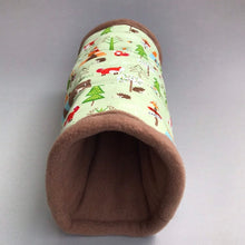 Load image into Gallery viewer, Camping animals stay open tunnel. Padded fleece tunnel. Padded tunnel