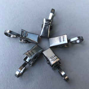 Hooks, clips for small pet cage accessories. Metal hooks. Metal clips. Accessory cage hooks.