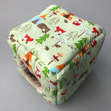 Load image into Gallery viewer, Camping animals cosy cube house. Hedgehog and guinea pig cube house.