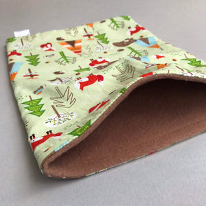 Camping animals snuggle sack, snuggle pouch, sleeping bag for hedgehog and small guinea pigs.