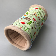 Load image into Gallery viewer, Camping animals full cage set. Corner house, snuggle sack, tunnel cage set.