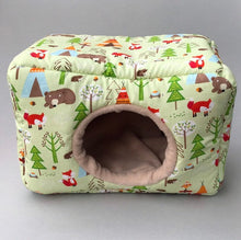Load image into Gallery viewer, LARGE camping animals cosy bed. Cosy cube. Cuddle Cube. Snuggle house.