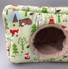 Load image into Gallery viewer, LARGE camping animals cosy bed. Cosy cube. Cuddle Cube. Snuggle house.