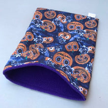 Load image into Gallery viewer, Pumpkin Halloween snuggle sack. Cuddle sack or stay open sack. Halloween bed.