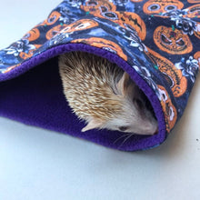Load image into Gallery viewer, Pumpkin Halloween snuggle sack. Cuddle sack or stay open sack. Halloween bed.