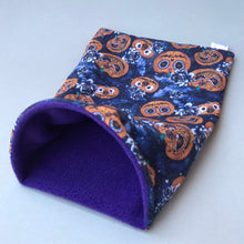 Load image into Gallery viewer, Pumpkin Halloween snuggle sack. Cuddle sack or stay open sack. Halloween bed.