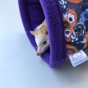 Pumpkin Halloween padded fleece tunnel. Padded tunnel for hedgehogs and small pets.