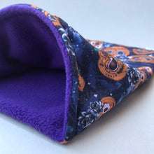 Load image into Gallery viewer, Pumpkin Halloween snuggle sack. Cuddle sack or stay open sack. Halloween bed.