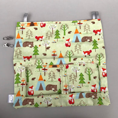 Camping animals hanging hay bag for guinea pigs. Cotton hay feeder.