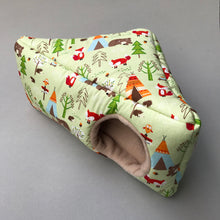 Load image into Gallery viewer, Camping animals full cage set. Corner house, snuggle sack, tunnel cage set.
