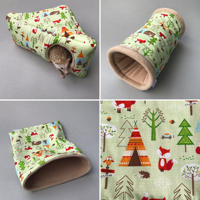 Camping animals full cage set. Corner house, snuggle sack, tunnel cage set.