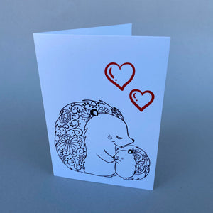 Pack of 6 Hedgehog love cards with 2 Hedgehugs pencils. Valentines card.