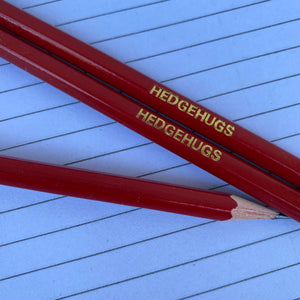 Hedgehugs pencils. Red unsharpened pencils. Hedgehog pencil.