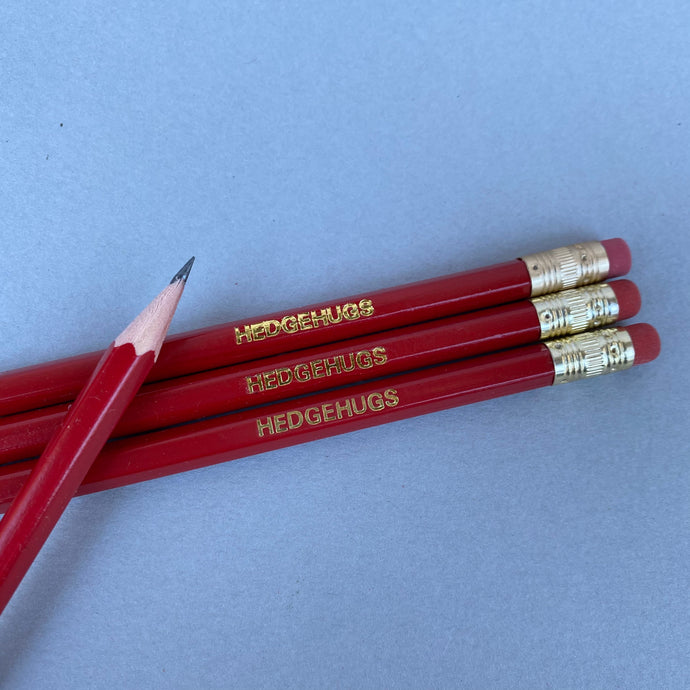 Hedgehugs pencils. Red unsharpened pencils. Hedgehog pencil.