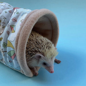 Blue Kite Hedgehog stay open tunnel. Padded tunnel for hedgehogs, rats and small pets.