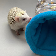 Load image into Gallery viewer, Grey Kite Hedgehog stay open tunnel. Padded fleece tunnel.