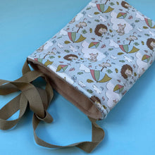 Load image into Gallery viewer, Blue Kite Hedgehogs padded bonding bag, carry bag for hedgehog. Fleece lined pet tote.