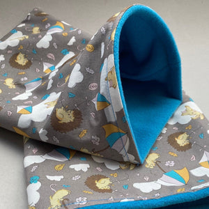 Grey Kite Hedgehog snuggle sack, snuggle pouch, sleeping bag for hedgehogs and small pet bedding.