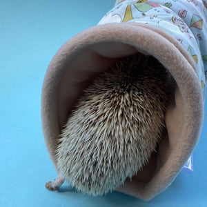 Blue Kite Hedgehog stay open tunnel. Padded tunnel for hedgehogs, rats and small pets.