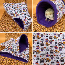 Load image into Gallery viewer, Halloween animals full cage set. Corner house, snuggle sack, tunnel cage set for hedgehogs