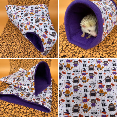 Halloween animals full cage set. Corner house, snuggle sack, tunnel cage set for hedgehogs