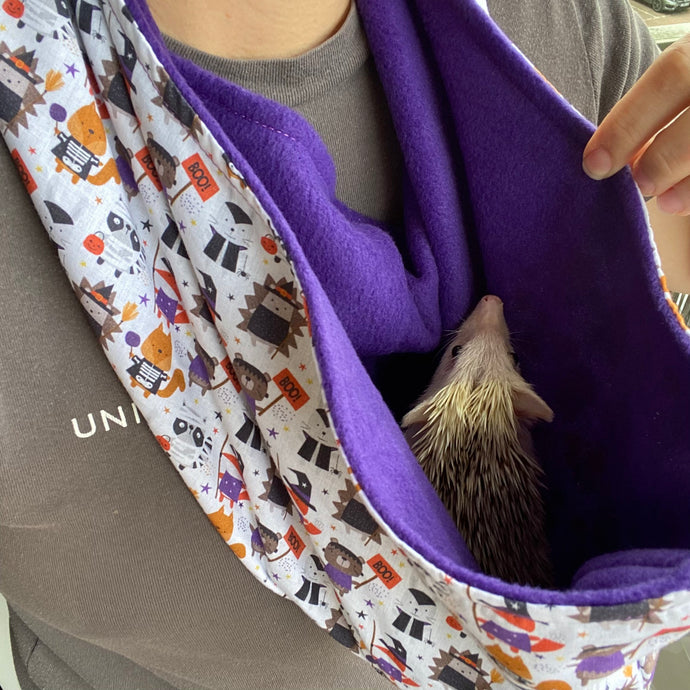 Halloween animals bonding scarf for hedgehogs and small pets. Bonding pouch.