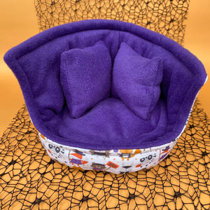 Halloween animals cuddle cup. Pet sofa. Hedgehog and small guinea pig bed.