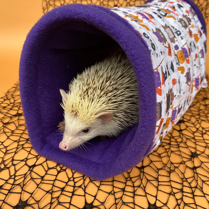 Halloween animals stay open tunnel. Padded fleece tunnel for hedgehogs and small pets
