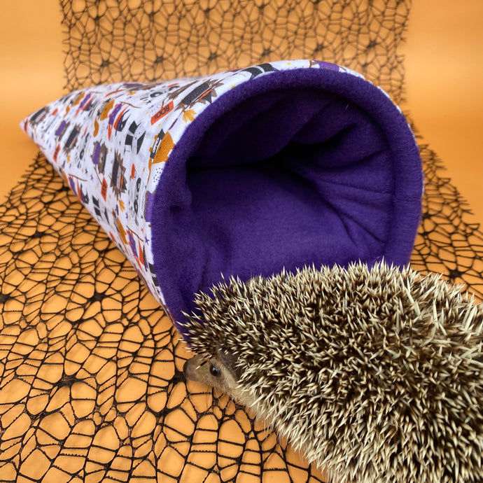 Halloween animals cosy snuggle cave. Padded stay open snuggle sack. Hedgehog bed.