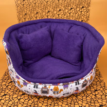 Load image into Gallery viewer, LARGE Halloween animals cuddle cup. Pet sofa. Guinea pig bed. Pet beds. Fleece bed.