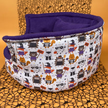 Load image into Gallery viewer, LARGE Halloween animals cuddle cup. Pet sofa. Guinea pig bed. Pet beds. Fleece bed.