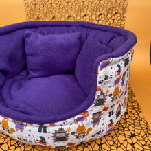 Load image into Gallery viewer, LARGE Halloween animals cuddle cup. Pet sofa. Guinea pig bed. Pet beds. Fleece bed.