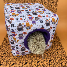 Load image into Gallery viewer, Halloween animals cosy cube house. Hedgehog and guinea pig cube house.