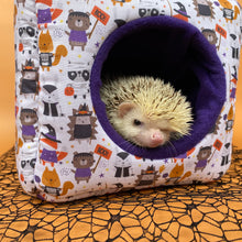 Load image into Gallery viewer, Halloween animals cosy cube house. Hedgehog and guinea pig cube house.