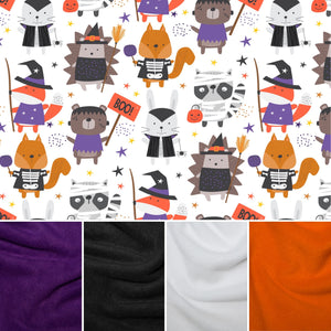 Halloween animals mini set. Tunnel, snuggle sack and toys. Fleece bedding.