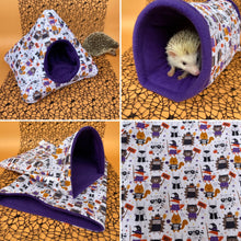 Load image into Gallery viewer, Halloween animals full cage set. Tent house, snuggle sack, tunnel cage set for hedgehogs